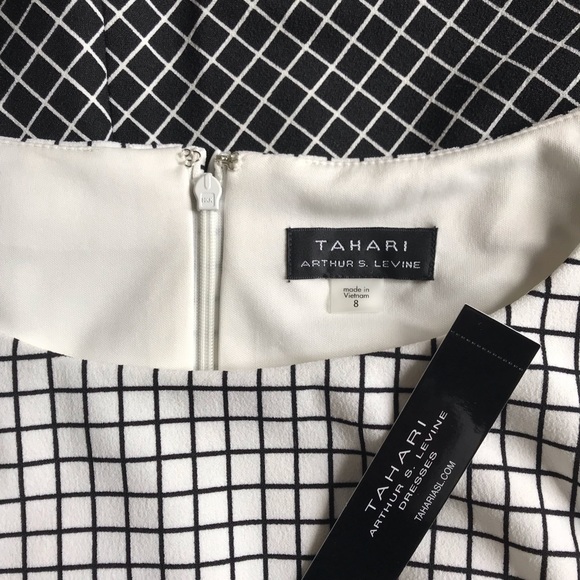 Tahari Mini Check Two Tone Dress - Picture 5 of 8